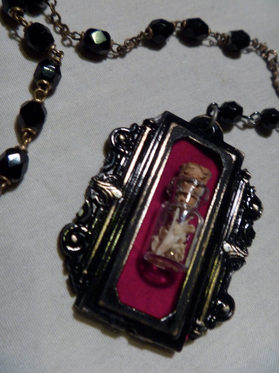 Santeria Relic Rosary necklace Gothic rosary beads velvet and