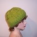 Hand Knitt Women Owl Hat, Green Hat, Cable Hat, Beanie