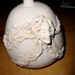 White Glazed Ceramic Goddess Face Vase or Jar