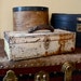 Shabby Chic miniature chest tool tack box rusted metal, leather handle, wood lined