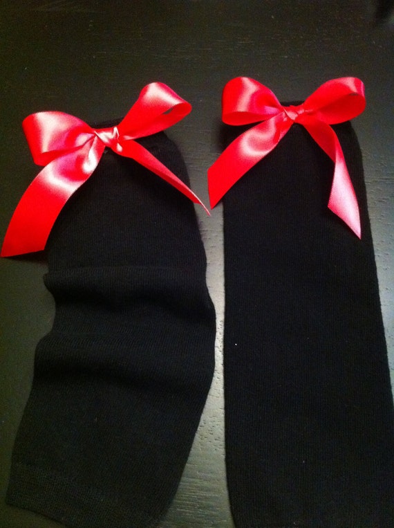 Items similar to Hot Pink Bow Black Baby Leg Warmers on Etsy