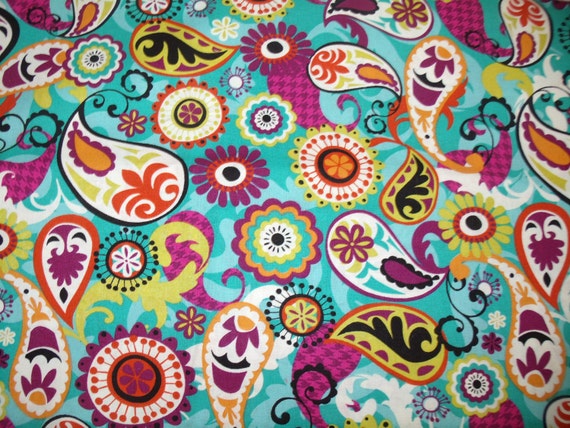 Retro Paisley Print Fabric by the Yard Quilting Designer