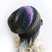 Slouchy beanie Gaming hat Under headset "Ninja" Gray Purple Brown Green stripes Soft Thin Crochet hat Mens Womens Gamer