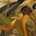 Songbirds, cardinals,weavers, finches: Antique 1890s chromolithograph / color print