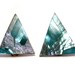 Vintage shell earrings, green MOP mosaic, triangular