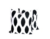 Ikat Pillow Black Ikat Pillow Throw Pillow Covers 18x18 Black and White Decorator Pillow Covers Housewares Spots Printed fabric both sides