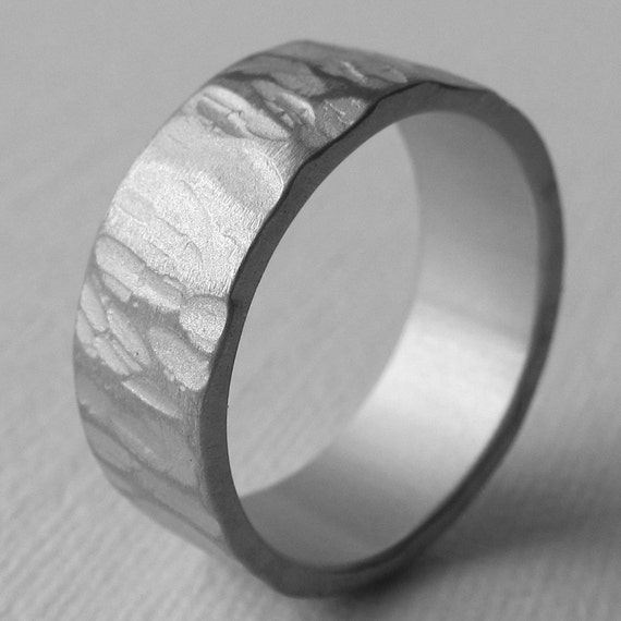 Men's Aluminum Wide Textured Wedding Ring 10th Anniversary