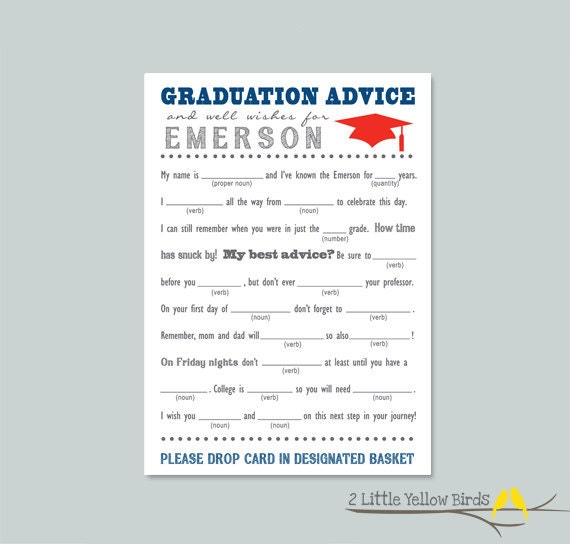 graduation advice cards mad libs