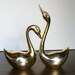 Pair of Elegant Vintage Brass Swan Sculptures