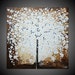 Abstract Acrylic Painting large Canvas Tree Landscape Textured Brown Sienna Beige Creme White 3D Art Deco FREE SHIPPING 36 x 36 x 1,6