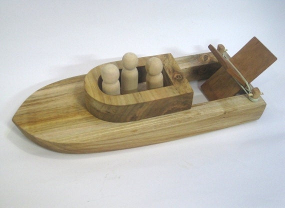 Wooden Toy Boat with Peg People. Kids Wood by 