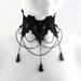 Dramatic Black Lace Gothic Choker Necklace with Rows of Chains and Wire Wrapped Swarovski Baroque Crystals (Goth, Costume, Boudoir, Vampire)