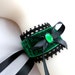 Green Velvet Cuff Bracelet with Glass Stone and Black Satin Bow - Gothic, Lolita, Victorian, Fabric Jewelry, Accessory, Romantic Jewellery