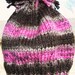 Striped Knit Hat with Pom Pom in Pink Black Gray