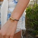Navy Czech Glass and Gold Spike Bracelet