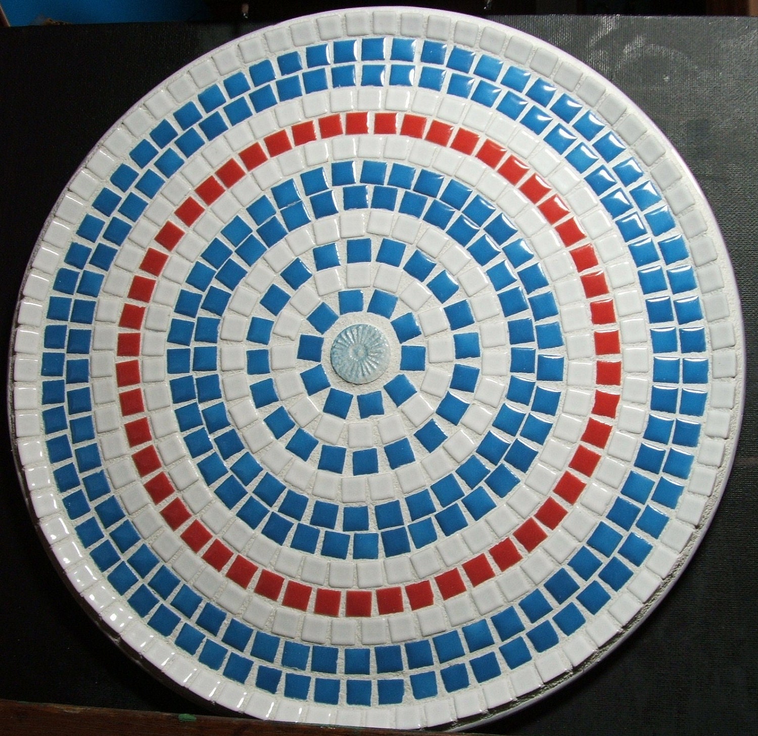 12 Mosaic Decorative Ceramic Tile Plate by mariamosaic on Etsy