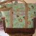 Handmade Large Quilted Jungle Animal Babies Tote Bag, Diaper Bag, Toddler Tote Bag, Overnight Bag in browns, tan, greens, blue