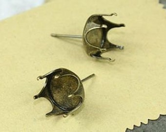 10 pcs raw Brass plating antique bronze earring cab finding