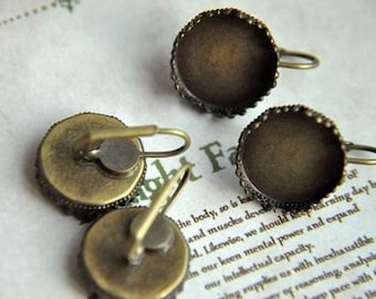 10 pcs raw Brass plating antique bronze earring cab finding