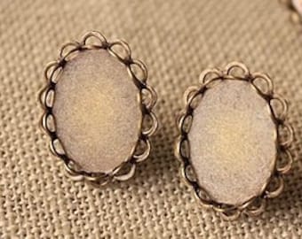 10 pcs raw Brass plating antique bronze earring cab finding