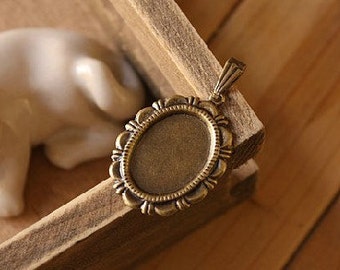 10 pcs raw Brass plating antique bronze cab finding