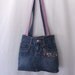 Women Teen Girls Denim Skirt Handbag: Upcycled Refashioned Denim Skirt Embroidered,