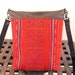 Hmong Vintage Cross Body Bag, Messenger Bag - Embroidered Ethnic Fabric, Leather Detail, Long Leather Strap