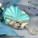 Butterfly Pendant Emerald surf Lampwork bead silk ribbon Best gift