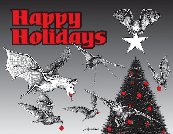 Christmas Cards, Bats, 25 ct.