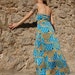 Op Art -Vintage 60s-70s-Maxi Dress - Princess Cut Sexy Nude back Holidays in the sea Cockctail