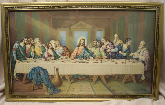 Items similar to Vintage 1960 Zabateri The Lords Last Supper Framed ...