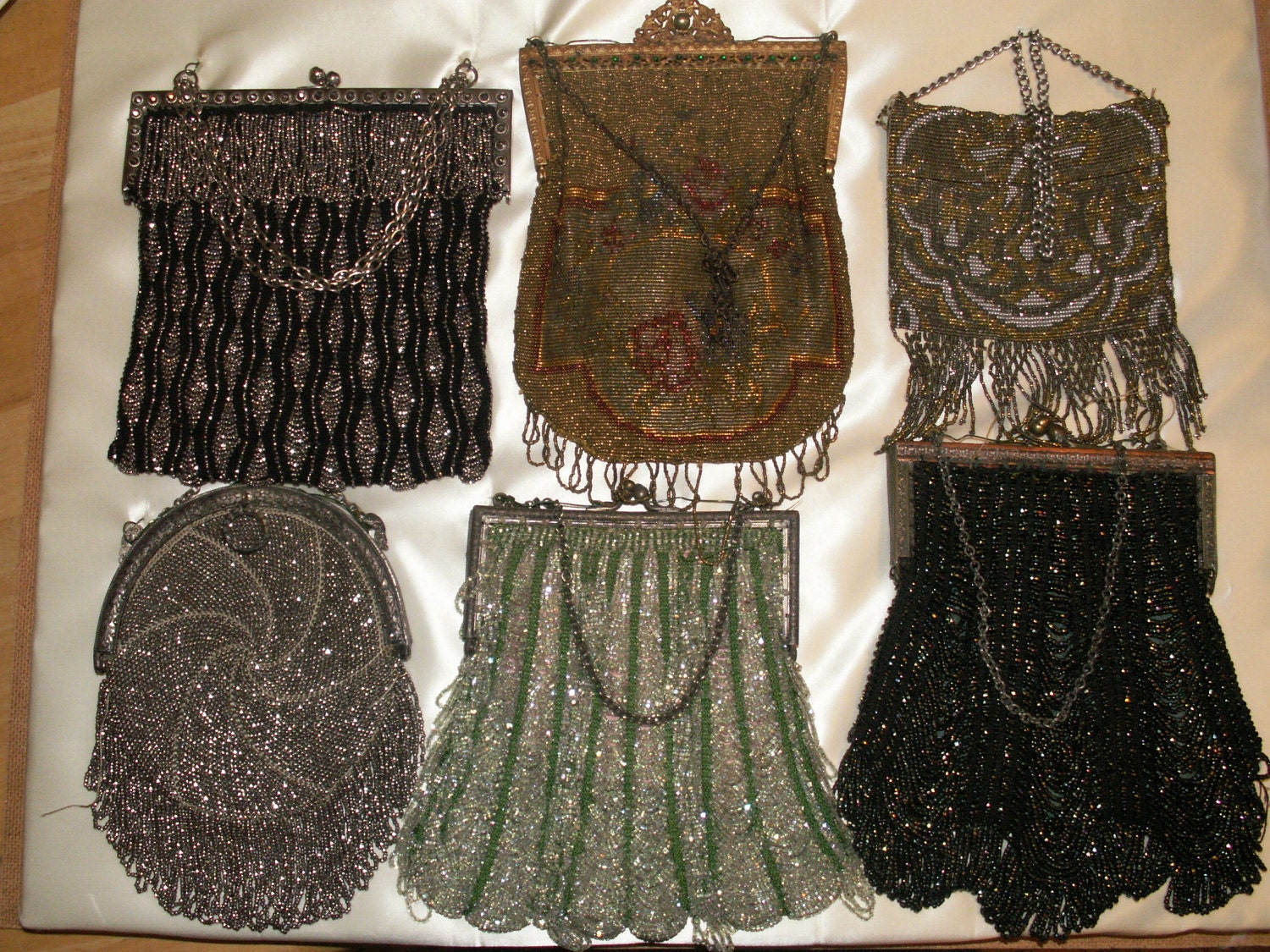 Antique Beaded Purse Collection Mounted and Framed
