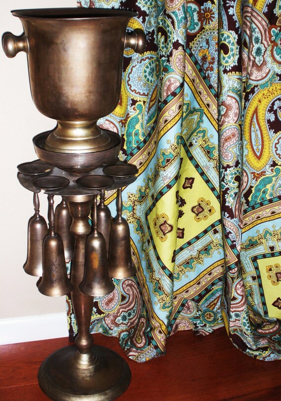 Vintage Brass CHAMPAGNE Bucket Wine Stand Antique silver ICE