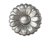 2 Dyeable Metal Buttons Silver Morning Flower 7/8 inch (23 mm) Buttons