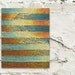 Caribbean Sunset 8x10 Art - Orange, Tangerine, Aqua, Blue & Turquoise Ocean Burlap Stripes - Abstract Mixed Media Collage Art