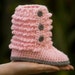 Toddler Boot, Toddler Shoe, Furry Boot, Pink and Gray Crochet Toddler Slippers, Size 8