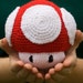 Super Mario Brothers Mushroom Stuffed Toy Amigurumi, Red and White
