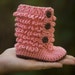 Baby Booties, Pink and Brown, Tall Furry boot shoe, newborn-6 months