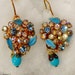Spring Weiss Turquoise Rhinestone Earring, 1950's May Blossom Flower, AB Aurora Borealis, Czech Filigree Drop, Stunning Vintage Repurposed