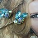Unique Vintage Bridal Blue Crystal Bobby Pins, Unique Artisan