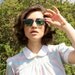 Vintage Clear Gray Horn Rim Sunglasses With Green Tinted Lens
