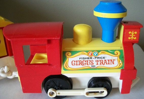 Vintage Fisher Price Circus Train and monkey car 1973