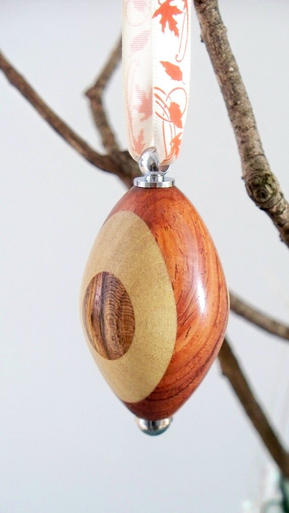 Handturned laminated wood ornament