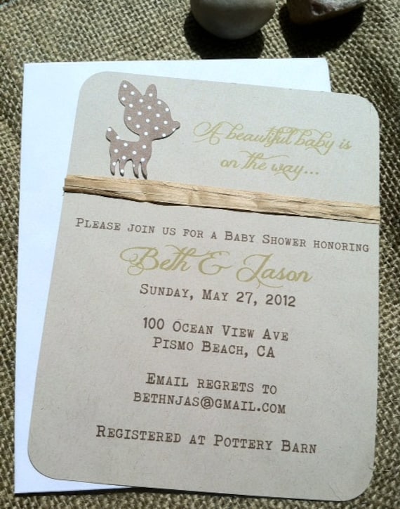 Items similar to Baby Shower Invitation - Deer - Brown ...