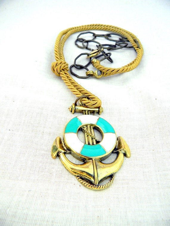 Anchor Necklace Nautical Jewelry Gold Pendant Rope and
