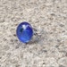 Blue fused glass wire wrapped adjustable ring