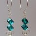 Silver & Teal Glass Cubes Dangle Earrings - V735, 123team