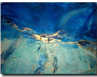 Original 48" Huge Seascape Art by Caroline Ashwood - Textured and contemporary abstract painting on canvas - Ready to hang