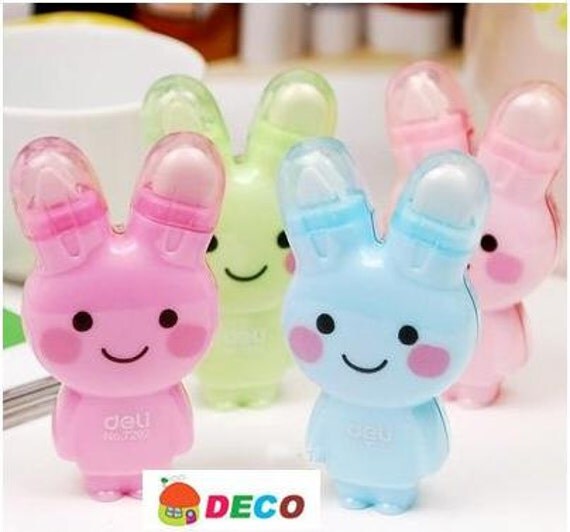 Rabbit Correction Tape & Eraser by CKandJJ on Etsy