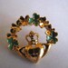 Irish Brooch - Claddagh Pin - Shamrock Pin - Signed Avon